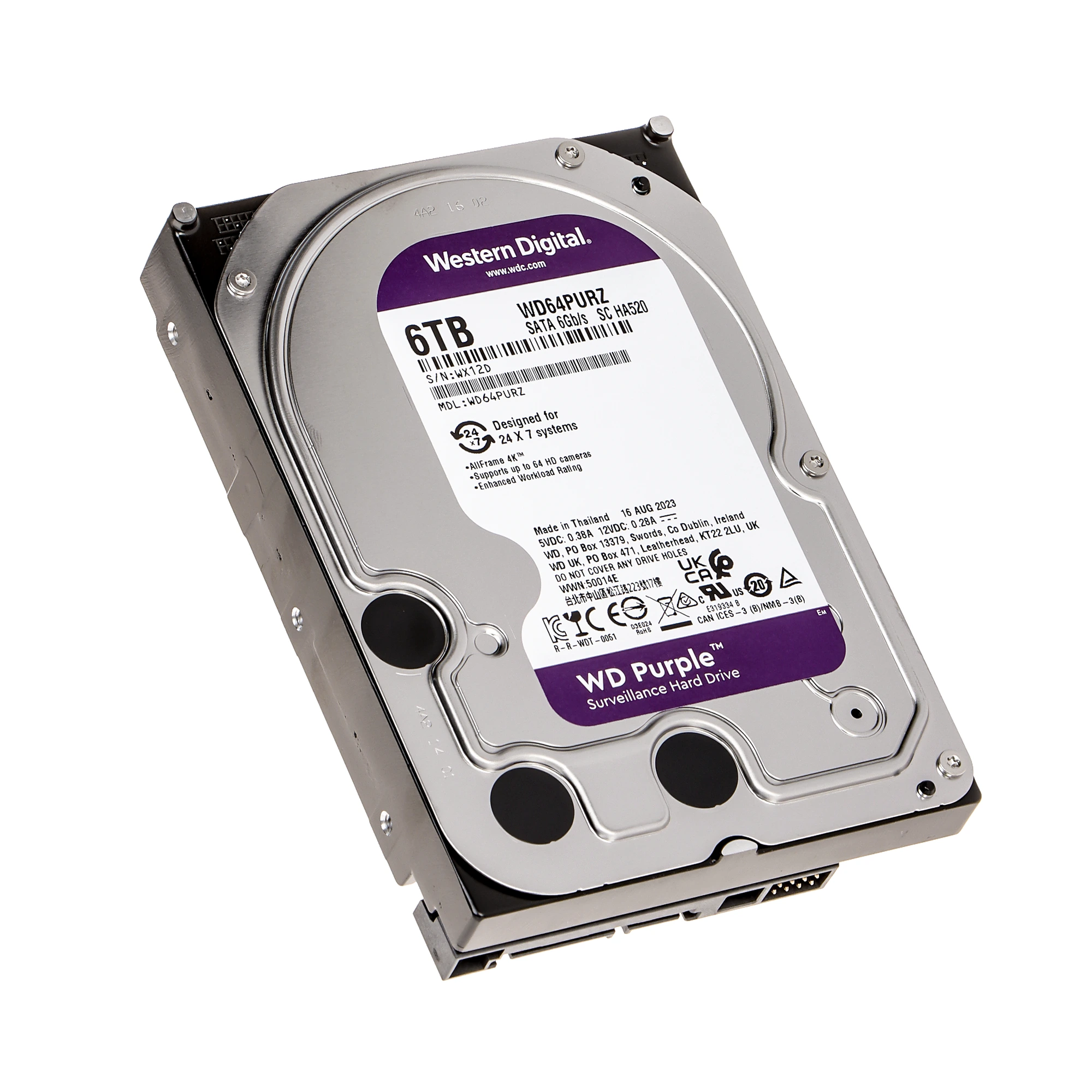 DISCO DURO WESTERN DIGITAL * 6TB *SERIE PURPURA, WD64PURZ, WESTERN DIGITAL