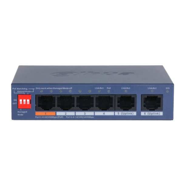 SWITCH ADMINISTRABLE DE 6 PUERTO *4 POE, DH-CS4006-4ET2GT-60, DAHUA